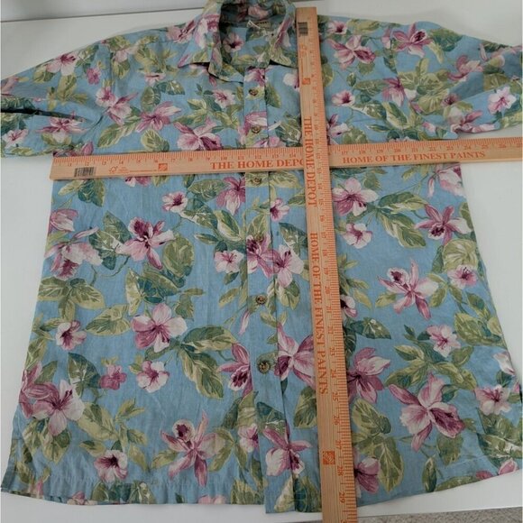 Cooke Street Reverse Print Hawaiian Shirt Mens Size Medium Blue Floral Aloha - Picture 7 of 9
